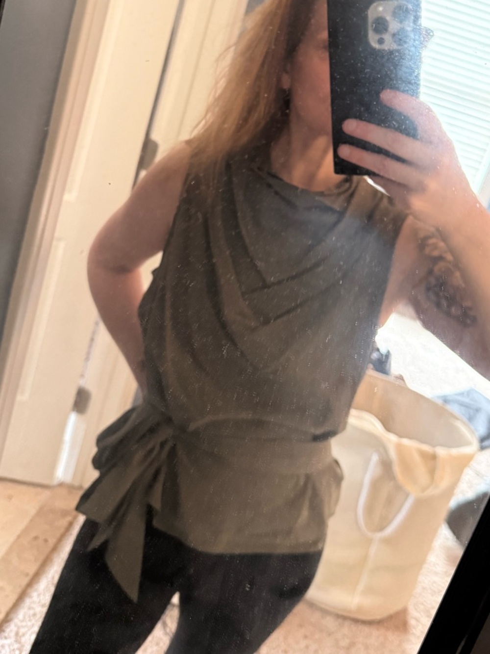 NWT Express Draped Sleeveless Tie Waist Top - Picture 5 of 5